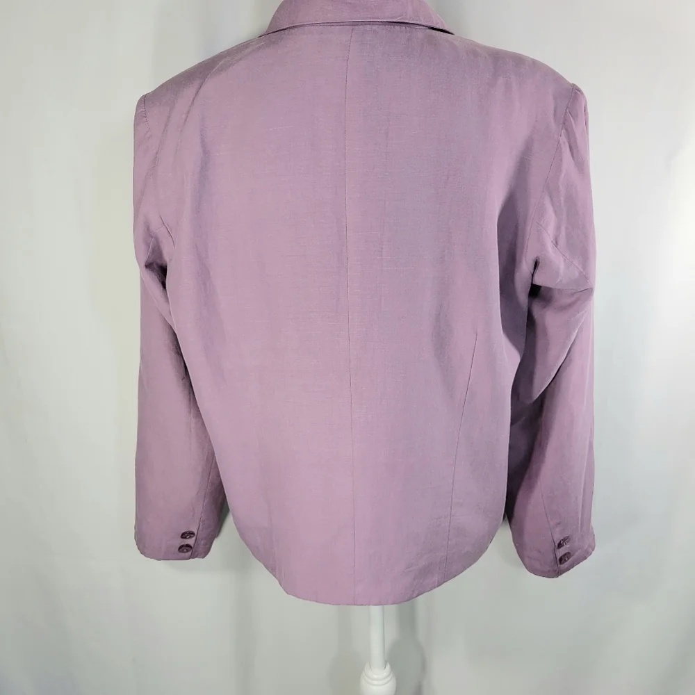 Andrea Viccaro Silk & Linen Purple Four Button Blazer Size Medium - Picture 4 of 7